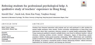 Referring students for professional psychological help: A qualitative study of teachers’ experience in Hong Kong